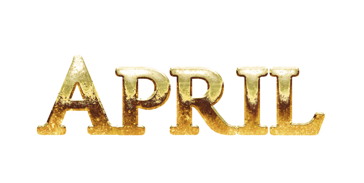April png, word April png, April word png, April text png, April letters png, April word gold text typography PNG images transparent background
